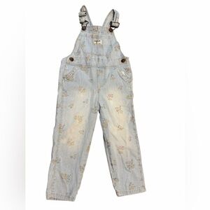 OshKosh B'gosh Light Blue Striped Overalls with Pastel Floral Print